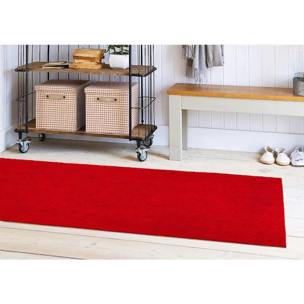 Scrabe Rib Waterproof Non-Slip Rubberback Ribbed Red Indoor/Outdoor Utility Rug Ottomanson Rug Size: Runner 2' x 8