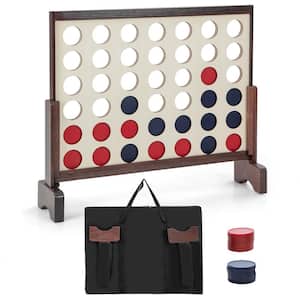 4-in-a-row Game Set with 42-Piece Chips and 600D Oxford Fabric Carrying Bag Wooden Brown