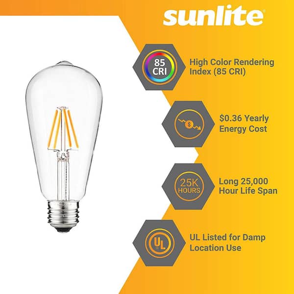 Sunlite 25-Watt Equivalent ST19 Dimmable Edison Filament LED Light Bulb, Amber 2200K (6-Pack) Sunlite 25-Watt Equivalent ST19 Dimmable Edison Filament LED Light Bulb, Amber 2200K (6-Pack)