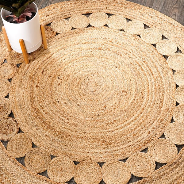 Dahlia Round Natural Jute Boho Circle Natural 7 ft. Round Area Rug
