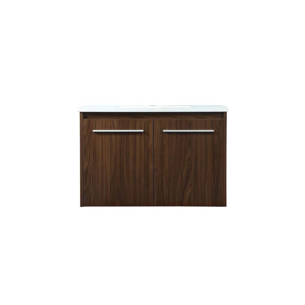 Timeless Home 30 in. W Single Bath Vanity in Walnut with Engineered Stone V