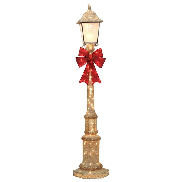 84 in. Pre-Lit Outdoor Lamp Post with 150 Warm White LED Lights