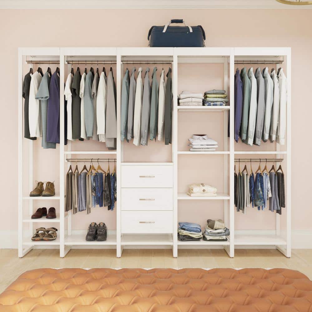 CLOSETS By LIBERTY 108 in. W White Adjustable Wood Closet System with ...