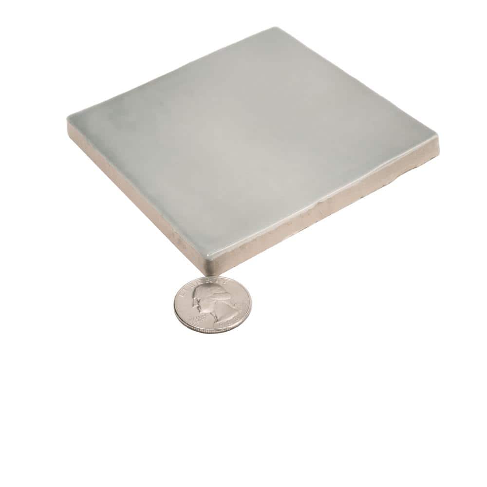 Silken 3.94" Gray Glossy Ceramic Square Wall and Floor Tile