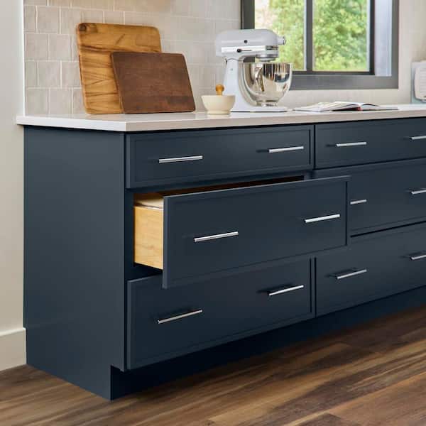 Leyton 36 in. W x 24 in. D x 34.5 in. H Ready to Assemble Plywood Slim Shaker Cooktop Base Kitchen Cabinet in Ink Blue