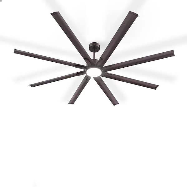 HINNIXY 84 in. Indoor Bronze Downrod Angled Mount 3-Colors LED 6-Speeds Industrial Ceiling Fan with Light Kit and Remote Control