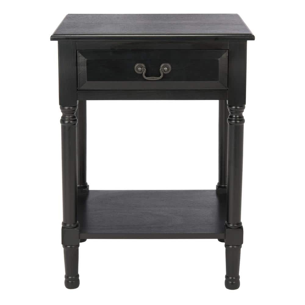 Whitney Black Wood Rectangular Accent Table with Storage