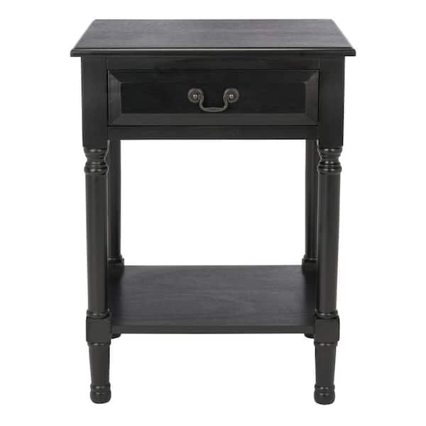 SAFAVIEH Whitney 19 in. Black Rectangle Wood Storage End Table