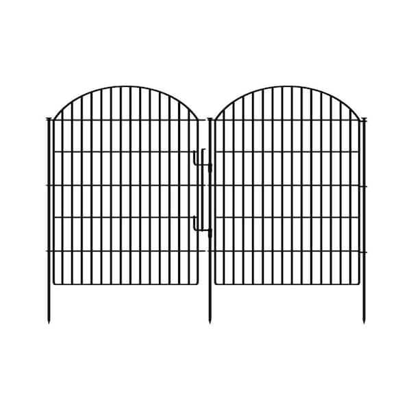 Justincity Decorative 33 in. H Rustproof Metal Garden Fence Panels with Lock No Dig Temporary Animal Barrier for Yard and Patio