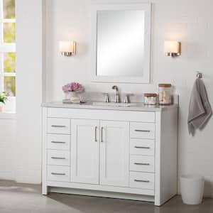 Westcourt 49 in. W x 22 in. D x 39 in. H Single Sink  Bath Vanity in White with Silver Ash Engineered Solid Surface Top