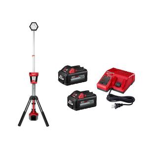 M18 18-Volt Lithium-Ion Cordless Rocket Dual Power Tower Light w/Two 6.0 Ah Battery and Charger