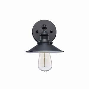 Glenhurst 1-Light Black Industrial Farmhouse Indoor Wall Sconce Light Fixture with Metal Shade