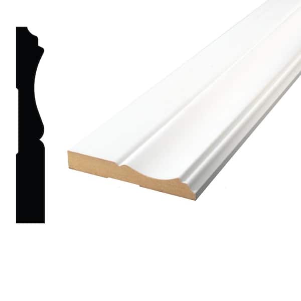 1/2 in. D x 3-25 in. W 96 in. D MDF Primed Baseboard Pack (4-Pack)
