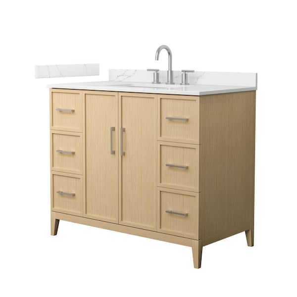 Wyndham Collection Elan 42 in. W x 22 in. D x 35 in. H Single Bath Vanity in White Oak with Giotto Quartz Top