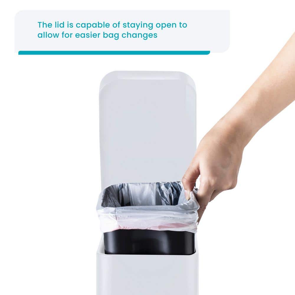 Matte White 1.3 Gallon Stainless Steel Pedal Trash Can