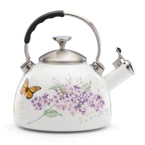 Butterfly Meadow 8-Cup White Stainless Steel Tea Kettle