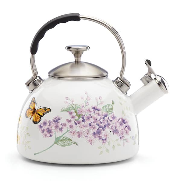 Lenox Butterfly Meadow 8-Cup White Stainless-Steel Tea Kettle