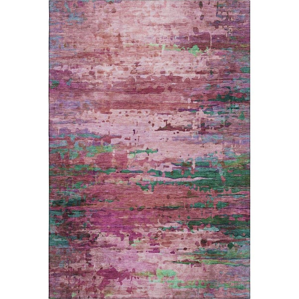 Mayfield Premium Machine Washable Abstract AMF2035 Pink 10 ft. x 14 ft. Area Rug