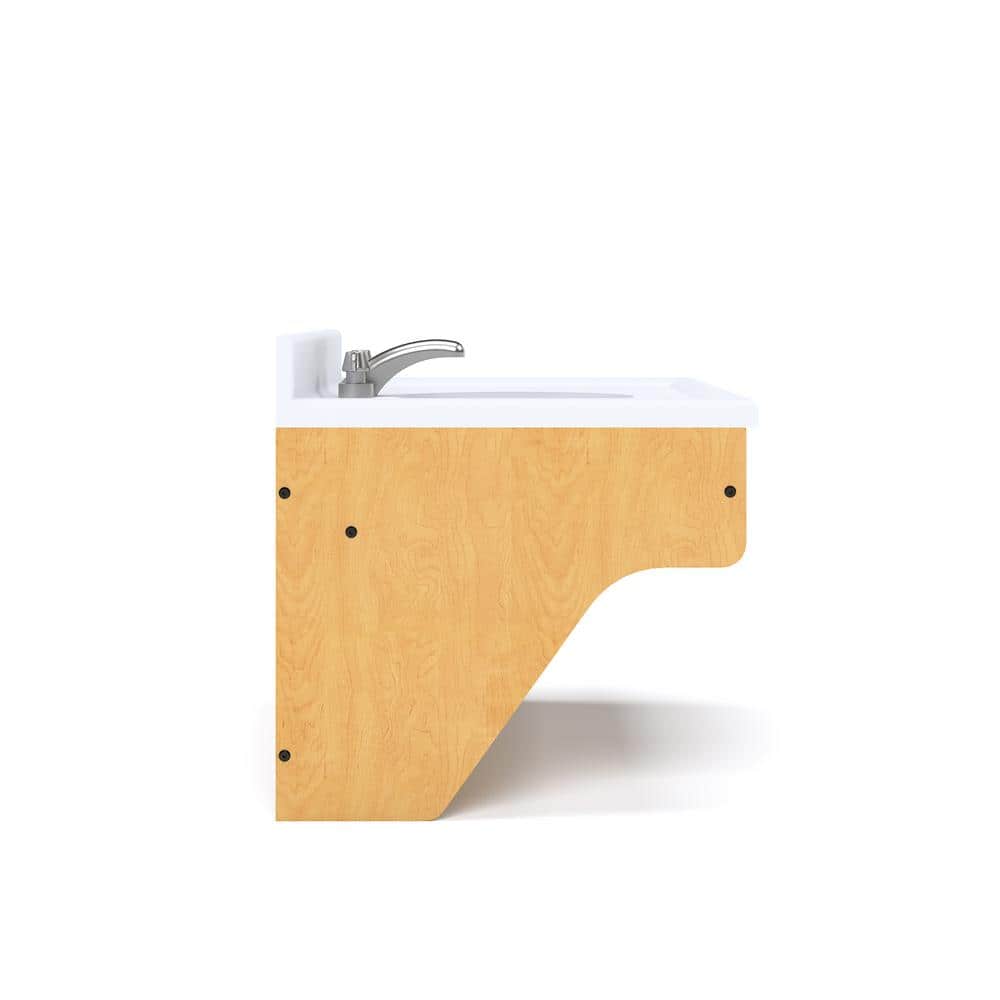 Maple Single Wall-Mount Vanity with White Marble Top