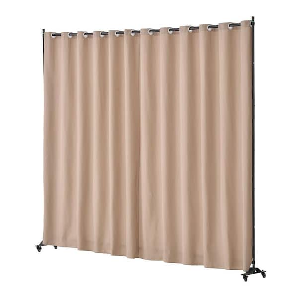 SKYSHALO Room Divider, Portable, with Wheels Curtain Divider Stand, Freestanding Room Privacy Screen, Brown, Composite