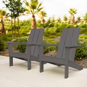 Arcadia Gray Plastic Outdoor Patio Adirondack Chair (Set of 2)