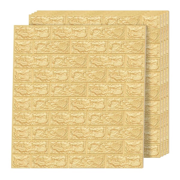 Unbranded 11-Piece Yellow 29 sq. ft. 3D Self-Adhesive Foam Brick Wall Panels