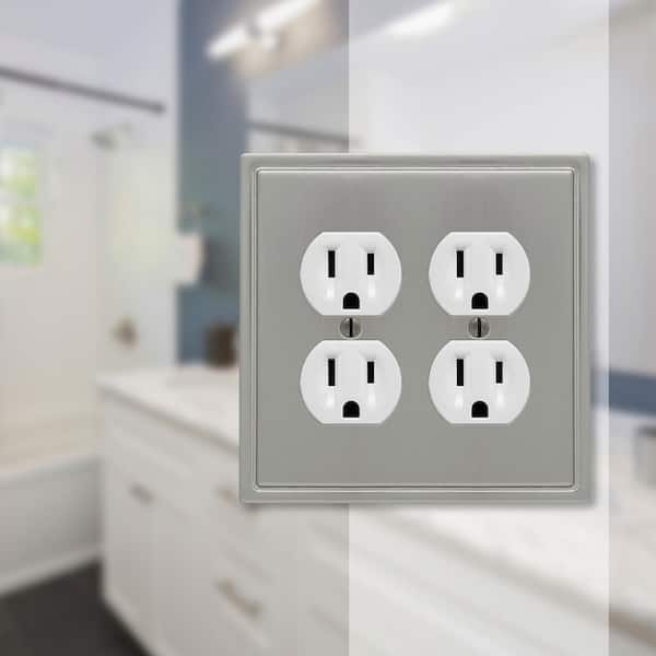 Moderne 2 Gang Duplex Steel Wall Plate - Brushed Nickel