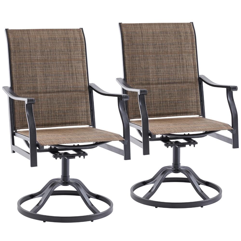 Brown Set of 2 Outdoor Dining Chair Patio 360° Swivel Armchair with Padded Textilene Seat and Metal Frame price history on PriceWatchPro