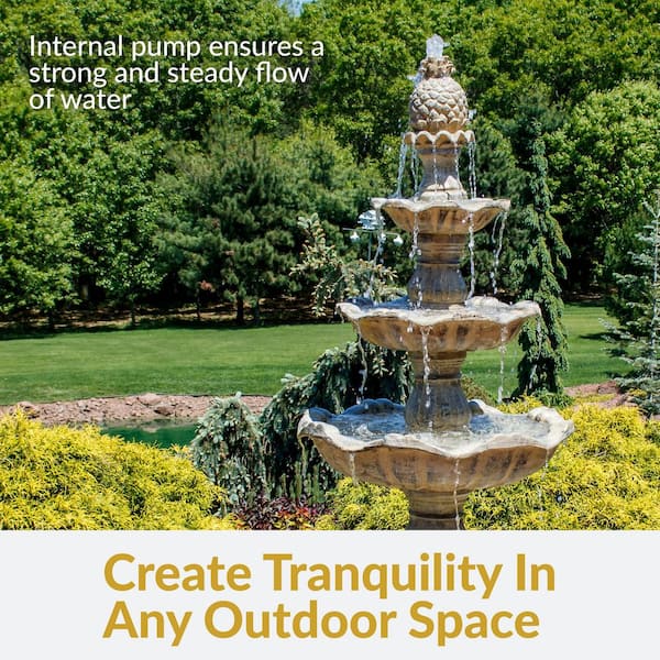80 in. 4-Tier Electric Powered Grand Courtyard Fountain in Earth