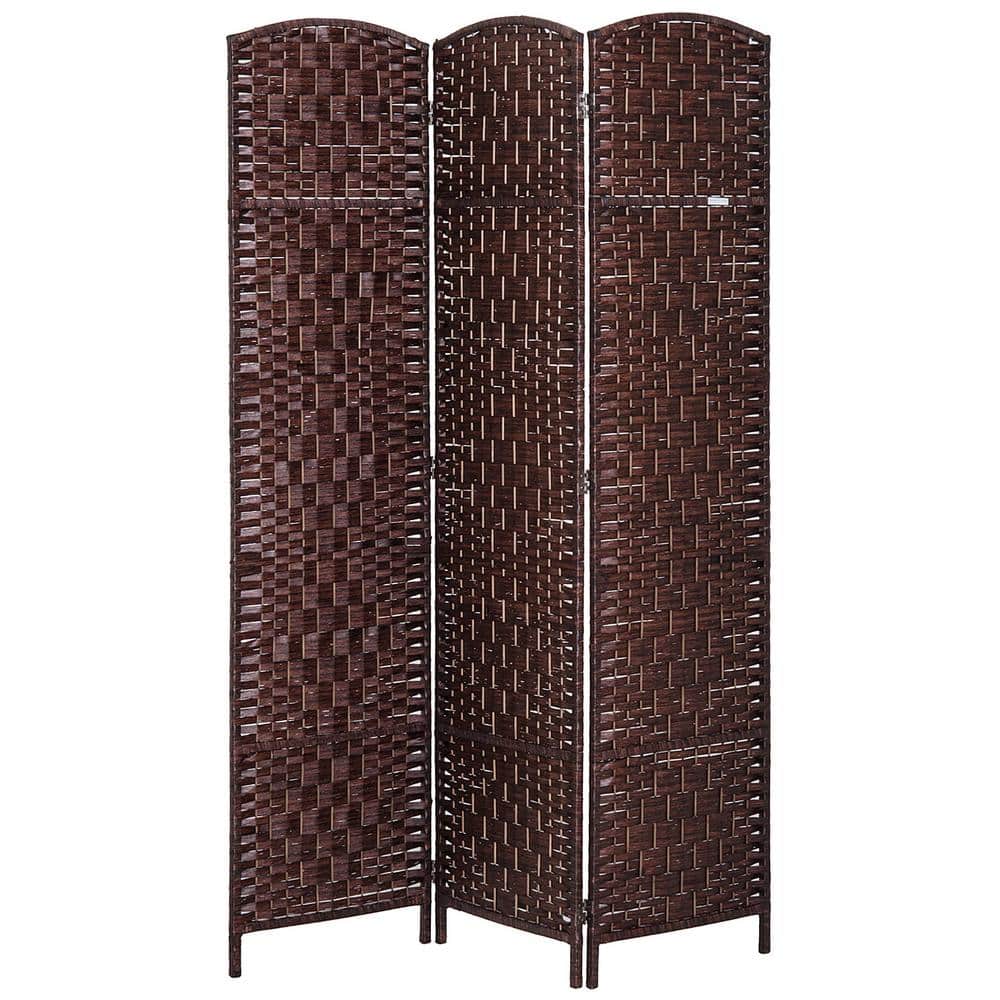 6 ft tall Brown Wicker Weave 3 Panel Room Divider Privacy Screen