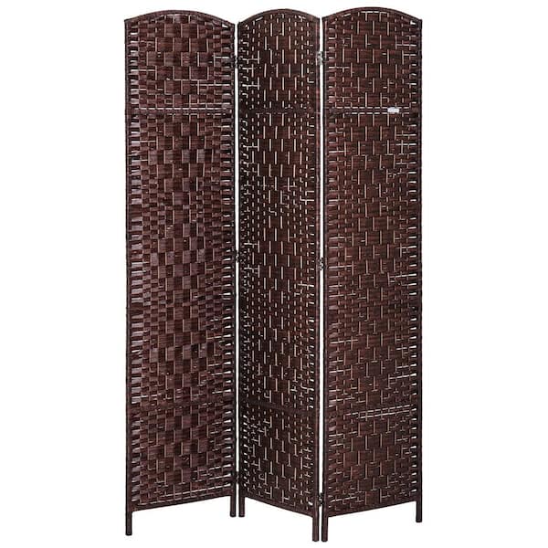 Unbranded 6 ft tall Brown Wicker Weave 3 Panel Room Divider Privacy Screen