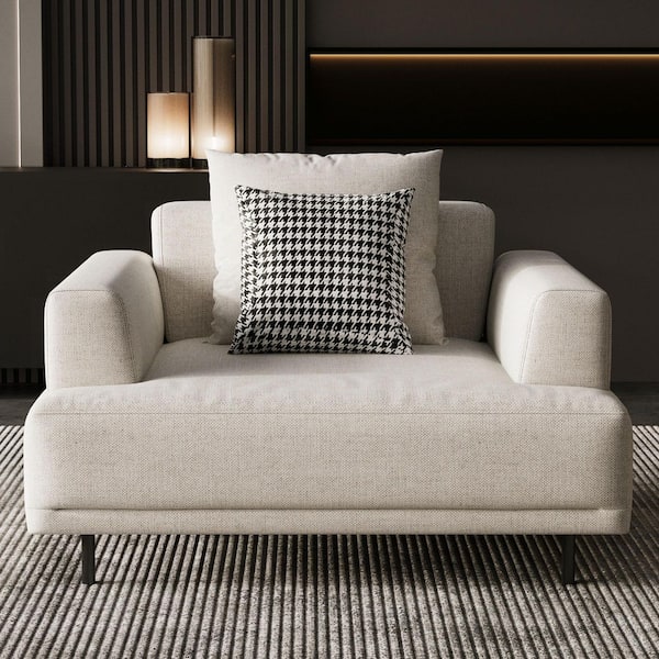 40.55 in. Square Arm Upholstery Material Fabric Square Sofa 37 in. Beige