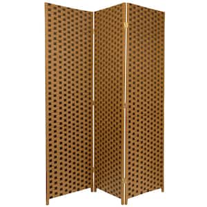 6 ft. Brown 2-Tone Woven Fiber 3-Panel Room Divider