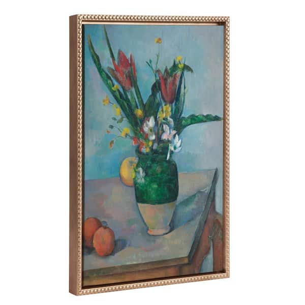 Kate and Laurel Flower Vase Painting Framed Canvas Wall Art" 1-Piece Gold Framed Canvas Art Print, 18.00 in. x 24.00 in.