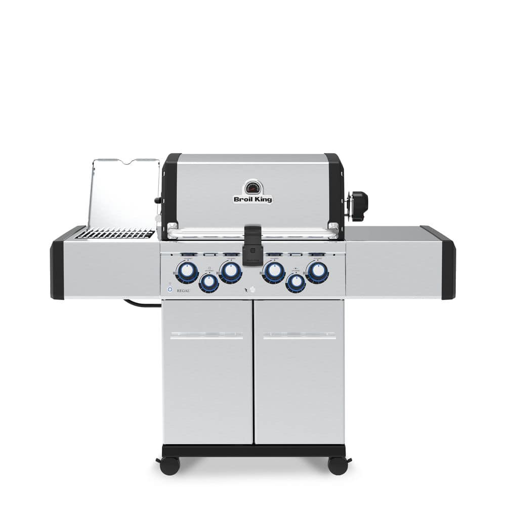 Regal S490 PRO IR 4-Burner Propane Gas Grill in Stainless Steel with Infrared Side Burner and Rear Rotisserie Burner