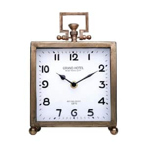 Metal Table Clock, Silent Non-Ticking Classic Battery Operated Decorative Mantel Desk Shelf for Living Room, Rose Gold