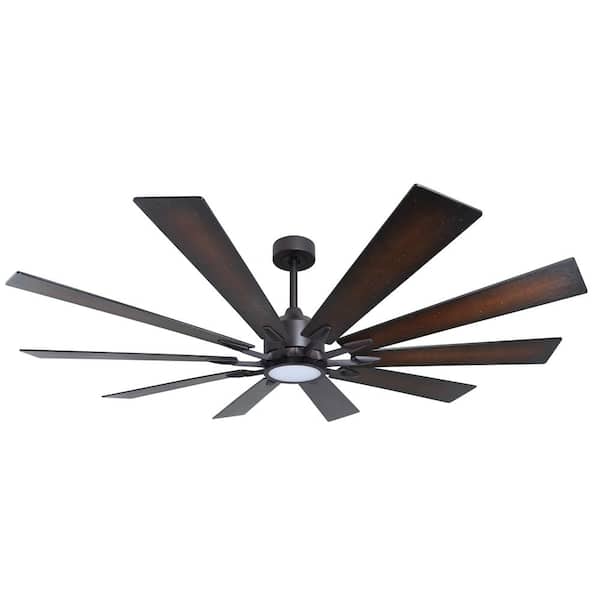 TroposAir Fusion 66 in. Integrated LED Indoor/Outdoor Oil Rubbed Bronze Smart Ceiling Fan with Light and Remote Control