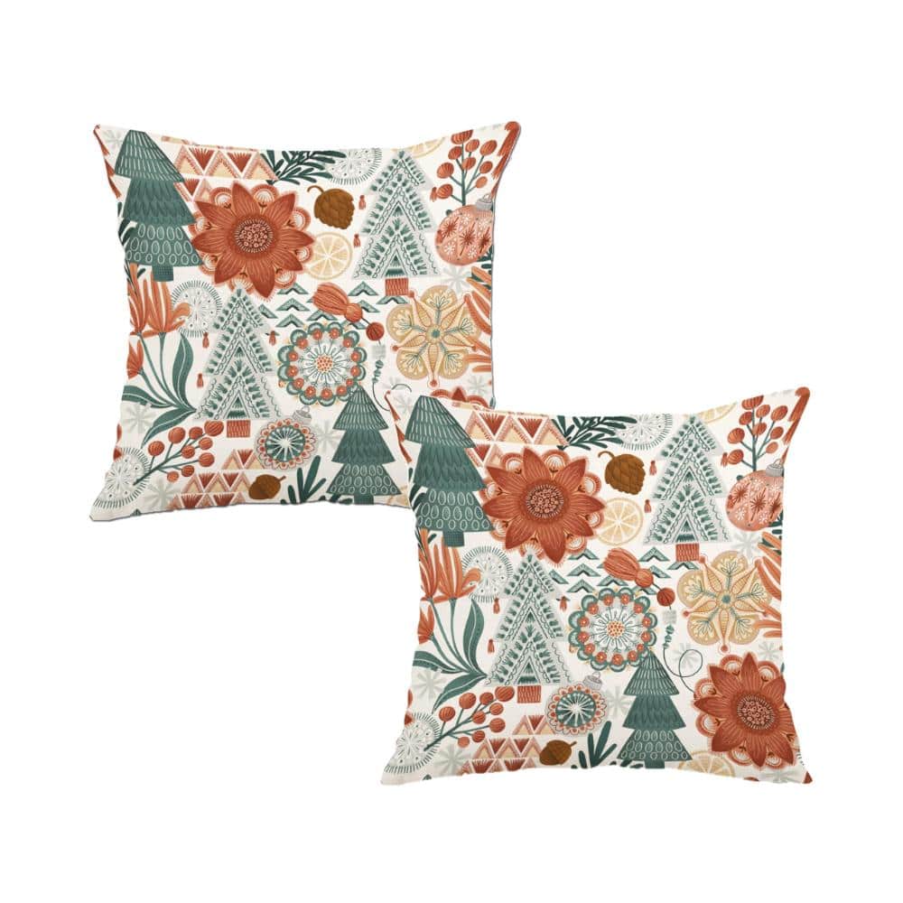 18 x 18 Outdoor Pillow Covers Waterproof Boho Christmas Floral Terracotta and Green 2-Pack price history on PriceWatchPro