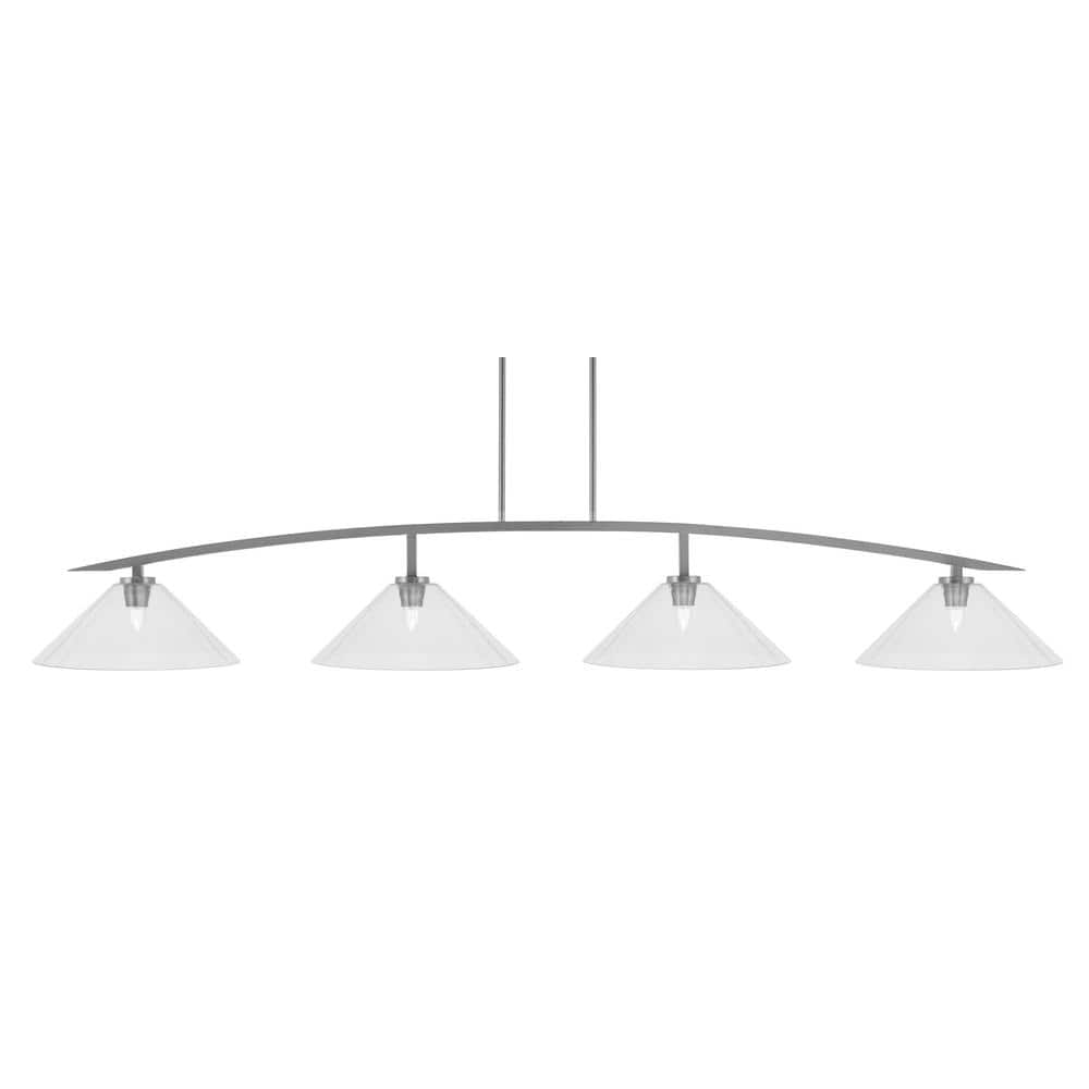 Siena 4-Light Graphite Billiard Light with 16 in. Clear Bubble Glass Shades