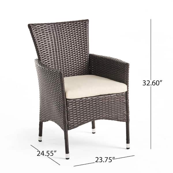 Annalise 6-Piece Wood and Faux Rattan Outdoor Dining Set with Beige Cushion