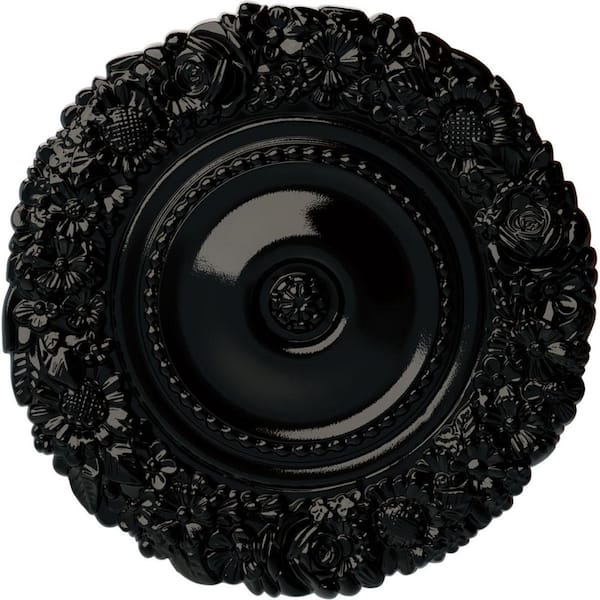 Ekena Millwork 21 in. x 2 in. Marseille Urethane Ceiling Medallion (Fits Canopies upto 7-3/8 in.), Black Pearl
