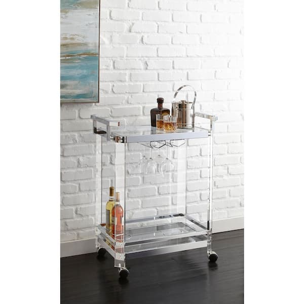 Steve Silver Aerin Chrome Server Cart with Glass Top