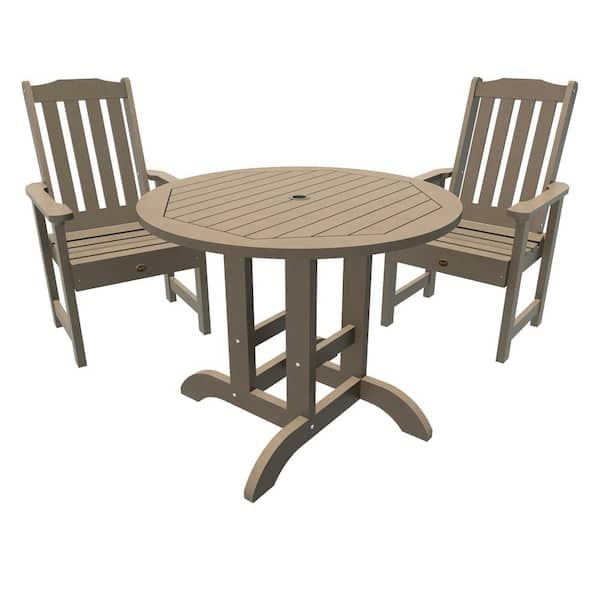 Springville 3-Pieces Round Recycled Plastic Outdoor Dining Set