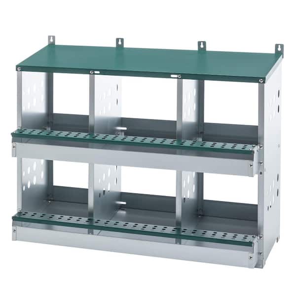 6-Room Metal Chicken Nesting Boxes 6-Compartment Chicken Egg Coop