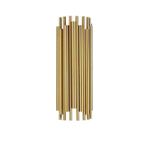 Weslyn 7 in. 2-Light Aged Brass Contemporary Wall Sconce