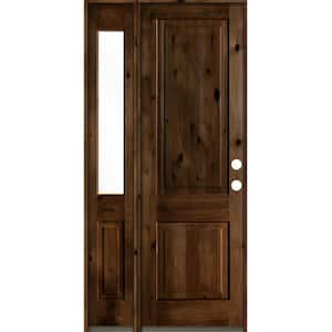 44 in. x 96 in. Rustic knotty alder 2-Panel Left-Hand/Inswing Clear Glass Provincial Stain Wood Prehung Front Door