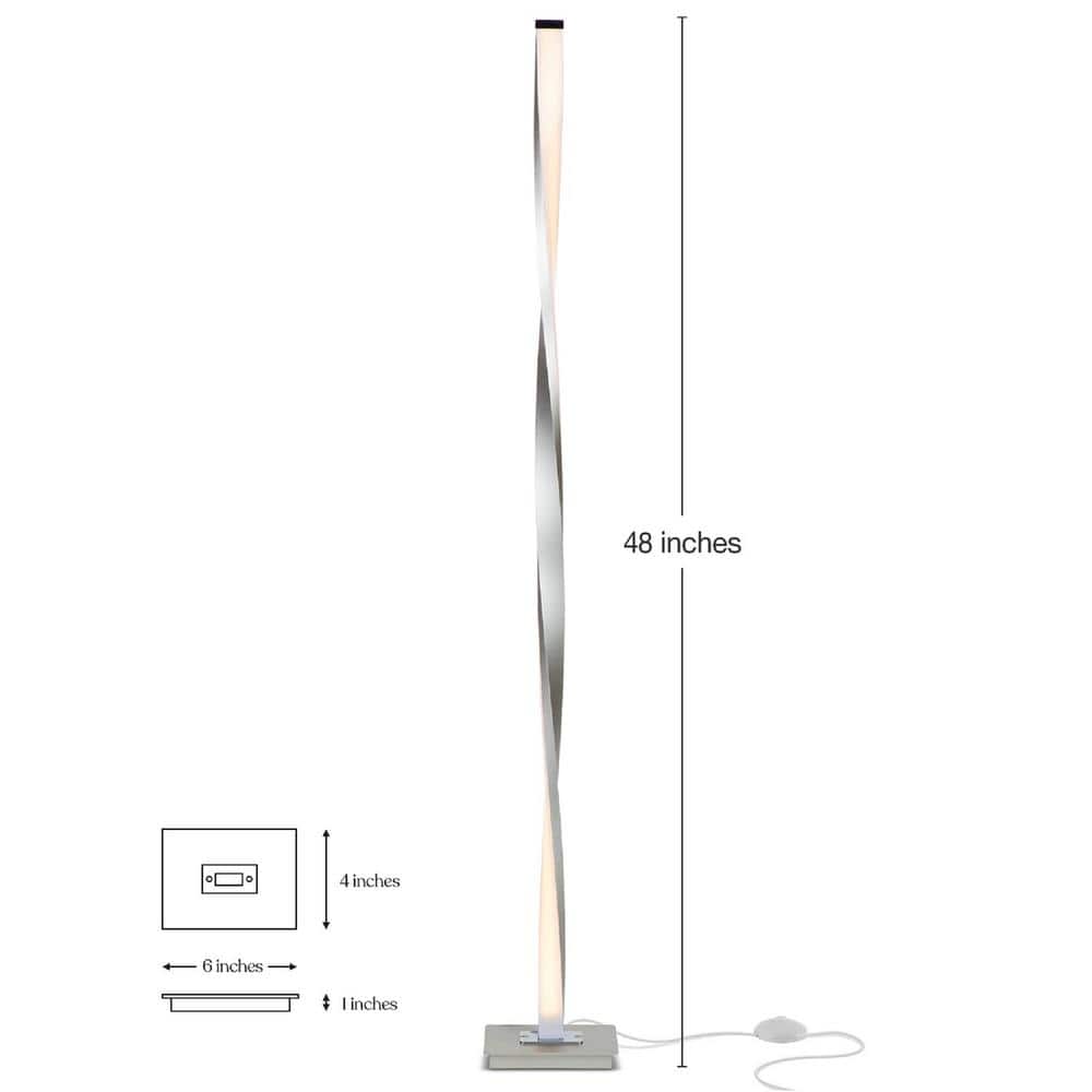 Helix 48" Platinum Silver LED Modern Floor Lamp with 3-Way Dimming