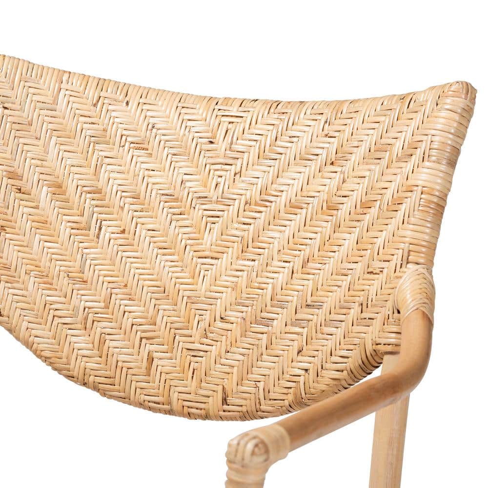 High Back Brown Rattan and Cane Arm Chair