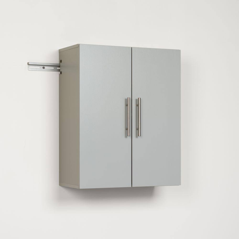 Light Gray Wall-Mounted Office Cabinet with Adjustable Shelving