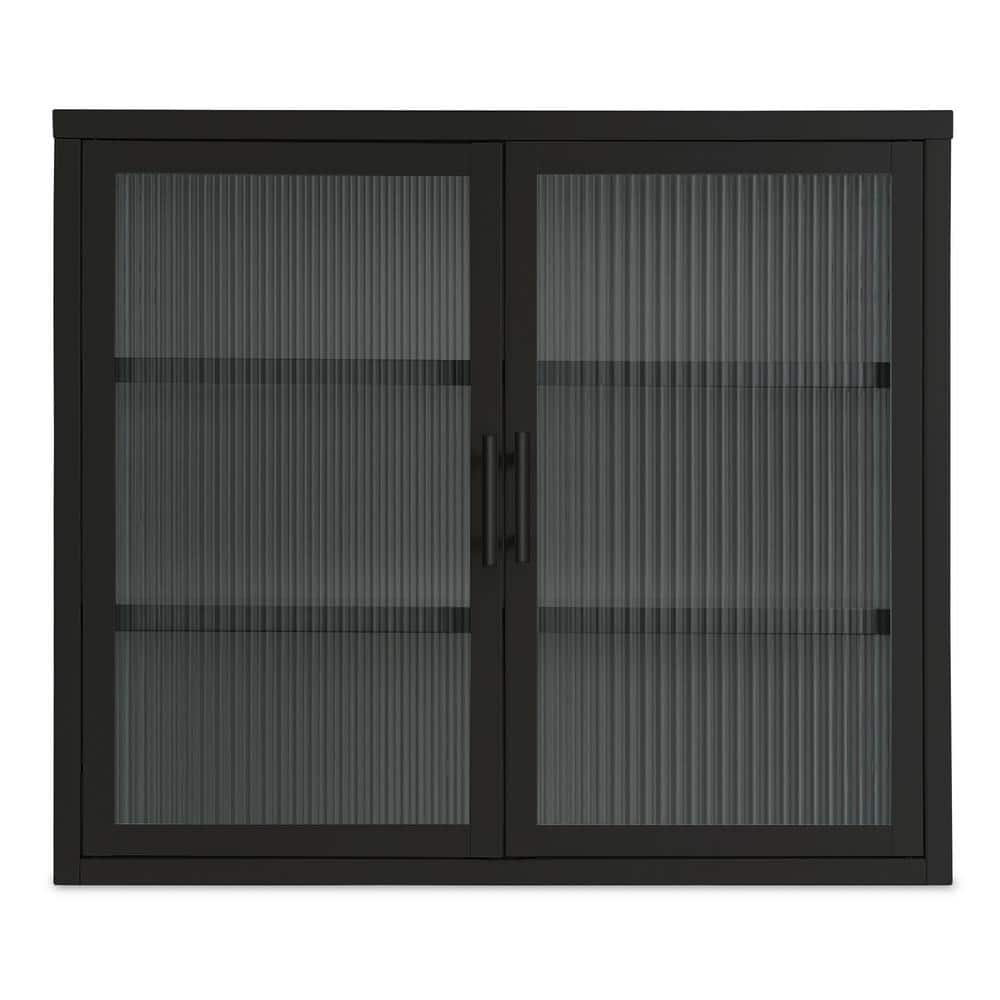 27.6 in. W x 9.1 in. D x 23.6 in. H Bathroom Storage Wall Cabinet in Black 